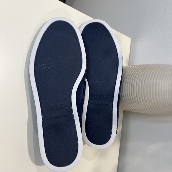 Sperry Top-Sider A/O 2-Eye Seersucker Men's Sz 9.5 M Blue /White Boat Shoes -EUC - Picture 5 of 5